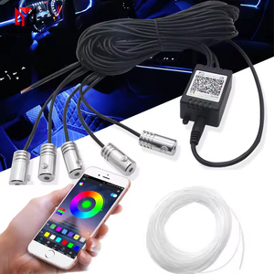 RGB xe sợi quang bầu không khí Đèn ứng dụng điều khiển từ xa xe nội thất ánh sáng môi trường xung quanh đèn LED dải trang trí ánh sáng Neon EL dây - Product Image 1