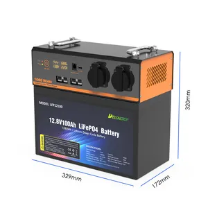 CE IEC62619 kemasan baterai energi surya, Penyimpanan baterai energi matahari karavan lithium RV Lifepo4 12V 100AH 120AH 150Ah 170Ah dengan Inverter USB 1000W
