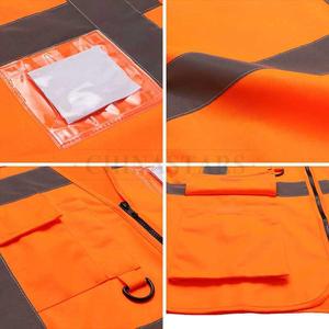 Veste <span class=keywords><strong>de</strong></span> sécurité haute visibilité <span class=keywords><strong>orange</strong></span> et bleue personnalisée avec logo pour travaux <span class=keywords><strong>de</strong></span> construction, vêtements <span class=keywords><strong>de</strong></span> <span class=keywords><strong>travail</strong></span> <span class=keywords><strong>de</strong></span> sécurité - Product Image 6