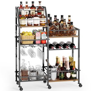 Carrito de Bar Mini SENYU con Ruedas, Soporte para Copas de Vino, Estante de Almacenamiento para Cocina, Comedor, Whisky, Licores y Alcohol - Product Image 6