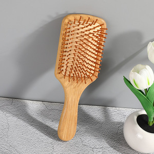 Peine de Bambú Moso para Masaje con Dientes de Bambú y Diseño de Cojín de Goma, Peine Manual para Cabello Largo de Mujer, Ideal para el Hogar, Excelente Regalo - Product Image 6