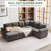 Modulares Ecksofa mit 5 Sitzplätzen und Ausziehbett L-Form Schlafsofa mit Stauraum Chenille-Couches für Zuhause