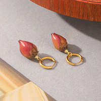 Anting Bunga Mawar Vintage Lapis Emas 18K Baja Tahan Karat Mewah Ringan Berkualitas Tinggi Serbaguna Hipoalergenik Perhiasan Stud Wanita