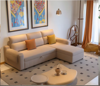 Sofá Cama en Forma de L Moderno, Tela de Alta Calidad, Tres Plazas, Forma Cuadrada con Almacenamiento, Popular para Sala de Estar