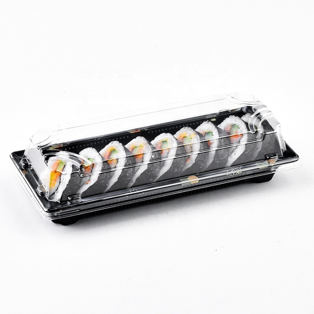 Eco Friendly Sushi to Go Container Disposable Takeout Sushi Tray Plastic Restaurant Sushi Packing Box with Lids