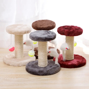 Double Layer Wood <b>Cat</b> <b>Scratch</b> <b>Board</b> with <b>Cat</b> Toy and Balls Interactive Climbing Wood <b>Cat</b> Tree - Product Image 3