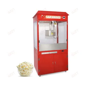 Control automático de temperatura del aceite 16oz 32oz máquina de palomitas de maíz de gran capacidad con gabinete máquina de palomitas de maíz esférica comercial