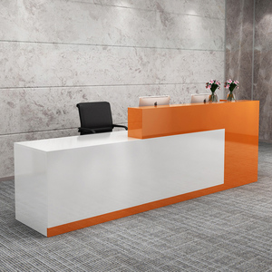 Comptoir de réception moderne personnalisé pour bureau, hôtel, magasin, salon, avec tiroir, en fibre de verre et bois - Product Image 6
