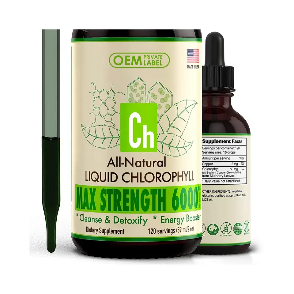 Groothandel Private Label Veganistisch Natuurlijk Detox Supplement Vloeibare Chlorofyl Drops Fabrikanten Chlorofyl Drink Verfrist Adem
