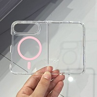 Étui de téléphone pliable 2-en-1 transparent avec cercle adhésif coloré à aspiration magnétique en acrylique pour iPhone Duo