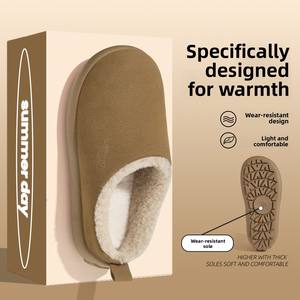 Nouvelles pantoufles en daim modèle 2025 pour usage domestique, semelle extérieure épaisse en EVA, demi-pantoufles en peluche - Style imperméable - Product Image 1