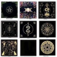 Vente en gros de nappe en lin épais estampage à chaud 49*49cm nappe en velours de tarot à motifs multiples pour les jeux de société