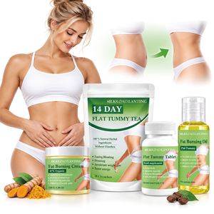 Kit de soin abdominal en 4 étapes, ensemble amincissant à base de plantes, bien-être abdominal quotidien, thé amincissant à domicile, comprimés et huile pour le soin abdominal - Product Image 1