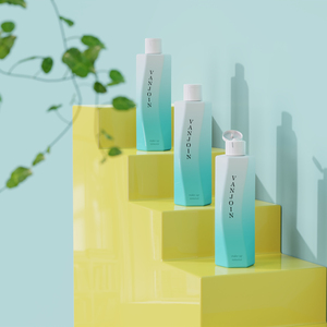 PET PCR-botella de loción de color degradado HDPE, botellas de color mate de tacto suave de 250ml, envase de embalaje de belleza redondo hexagonal de <span class=keywords><strong>nuevo</strong></span> diseño - Product Image 1