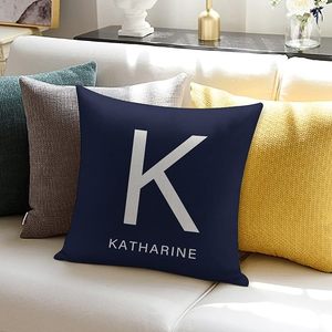 Vintage Custom Printed Linen Cushion <strong>Cases</strong> &amp; <strong>Pillow</strong> Covers with Letter Designs for Home Decor Navy Blue Farmhouse Style - Product Image 6
