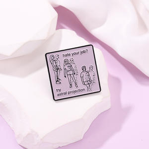 Alfileres de esmalte autodespreciables divertidos de dibujos animados con serigrafía, broches de proyección <span class=keywords><strong>astral</strong></span> listos para enviar, insignias de solapa, alfileres - Product Image 1