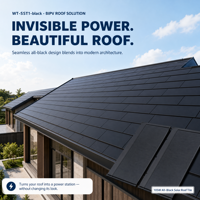 Tuile solaire photovoltaïque CdTe 105W intégrée au bâtiment, à cadre noir, type shingle, film mince, pour remplacement de tuiles de toiture