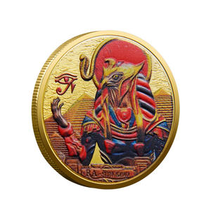 عملة تذكارية معدنية بتصميم إله الشمس المصري (آر) ثنائية اللون، تحفة فنية قابلة للتجميع وديكور - Product Image 2