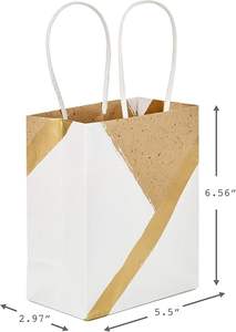 Bolsas de Regalo de Papel Kraft con Asas, Color Blanco Dorado, para Fiestas, Cumpleaños, Bodas, Navidad, Año Nuevo, Bolsas de Papel Kraft para Envolver Regalos - Product Image 2