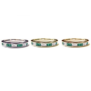 แหวนแต่งงานมรกตทองคำขาว18K สำหรับผู้หญิงแหวนแต่งงานสีขาวแบบคลาสสิก - Product Image 4