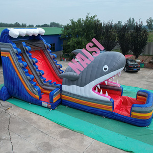Tobogán DE AGUA DE TIBURÓN inflable de PVC comercial de precio barato gigante al aire libre tobogán de mármol con piscina grande a la venta - Product Image 5