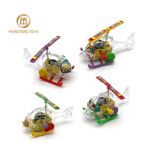 Divertimento all'ingrosso classico Vintage Clockwork Design meccanico Mini elicottero in plastica trasparente aereo Wind Up Toys