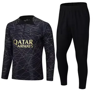 Traje de entrenamiento de fútbol personalizado al por mayor chándal de fútbol de manga larga chaqueta de fútbol de alta calidad ropa deportiva de entrenamiento de fútbol