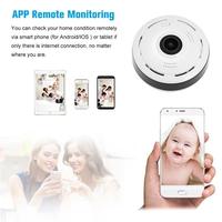 Kamera Keamanan IP V380 Pro Nirkabel WiFi Plafon Dalam Ruangan 360 Derajat Panoramic Fisheye Kamera Mini