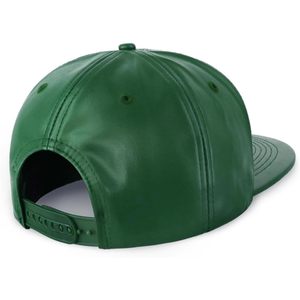 หมวกแก๊ปหนัง PU ปีกแบนแบบ Snapback สำหรับผู้ใหญ่ สีพื้น ทรงพอดีศีรษะ สไตล์ฮิปฮอป - Product Image 3