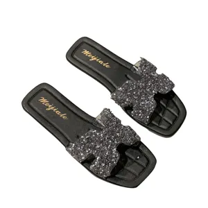 Summer 2020 sandals ladies outdoor glitter crystal slipper unique H-shape party beach PVC slides slippers and sandals for women