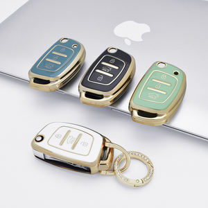 Étui de protection pour <span class=keywords><strong>clé</strong></span> de voiture <span class=keywords><strong>Hyundai</strong></span> <span class=keywords><strong>I20</strong></span> à 3 boutons, design unique, bord doré et argenté, mini <span class=keywords><strong>coque</strong></span> de <span class=keywords><strong>clé</strong></span> pliable - Product Image 5