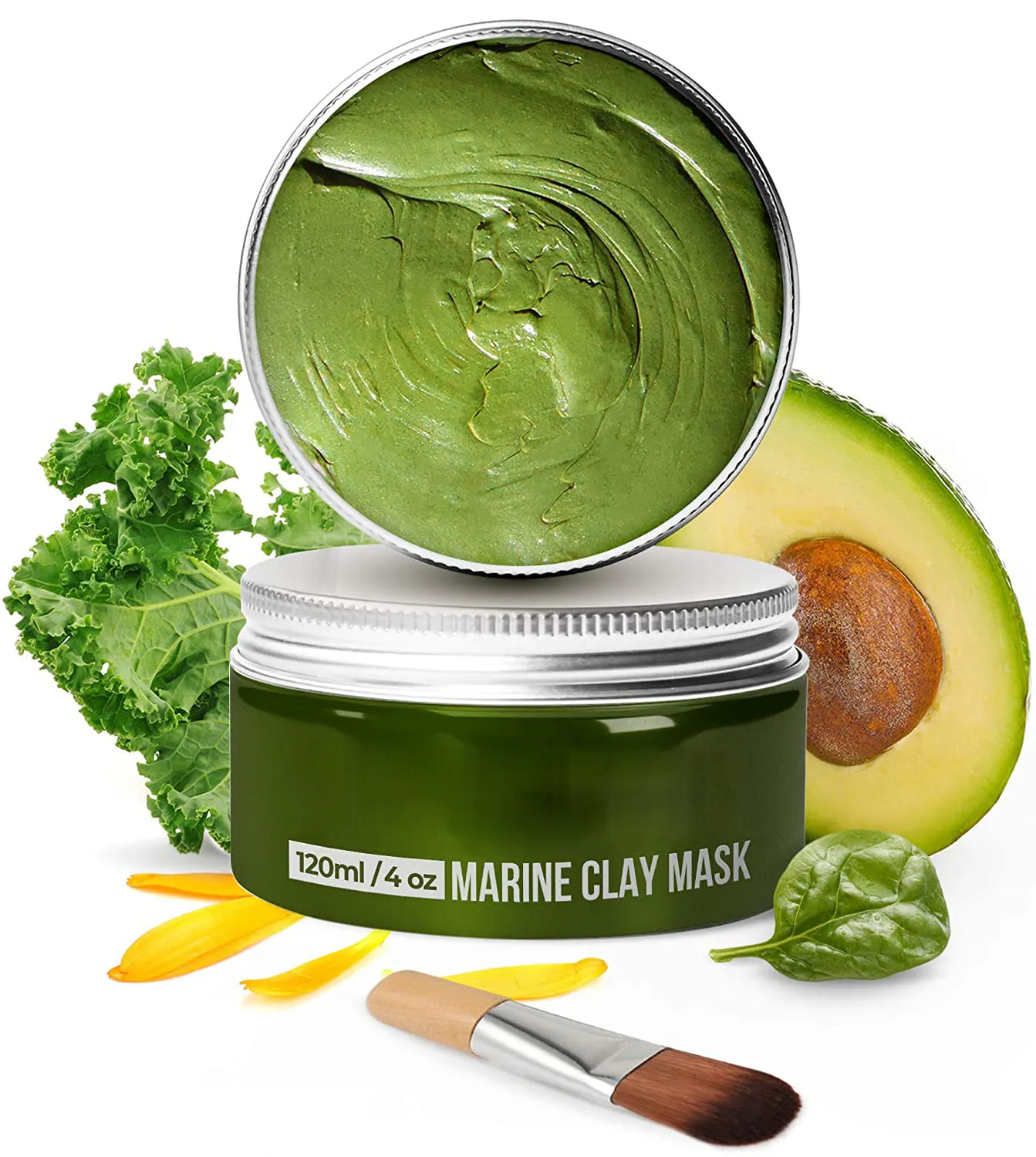 Private Label Biologische Vegan Diepe Reiniging Natuurlijke Avocado Groen Marine Bentoniet Klei Masker
