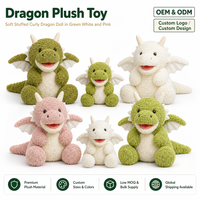 Peluche Dragon Douce et Moelleuse, Poupée Dragon Bouclée Verte, Blanche, Rose – Six Styles – OEM ODM Personnalisé Vente en Gros