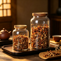 Vente en gros de bocaux de conservation alimentaire en verre borosilicate de haute qualité, faits à la main, de grande capacité, avec couvercle en bois d'acacia mangium
