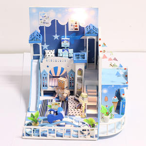 IIECREATE 1:24 escala azul madera DIY casa en miniatura 1:24 escala para casa de muñecas Kit niños Pequeño Deseo conjunto de regalo - Product Image 2