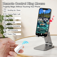 Mouse Ring Nirkabel dengan Penyangga yang Dapat Ditarik untuk Smartphone, Tablet, Laptop, Remote, Kamera Tiktok, E-book, Studio Creator, Kontrol