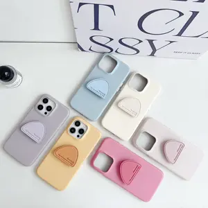 Cute PU Leather Girls Phone Case with Kickstand Grip holder for iPhone 15 pro Max