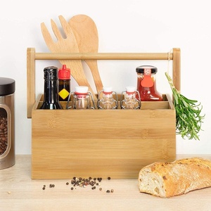 Eco-friendly Natural <b>Kitchen</b> <b>Storage</b> Box Spice Rack Bamboo <b>Storage</b> Box With Handle - Product Image 6