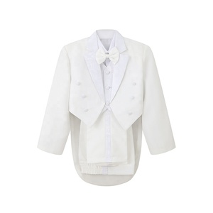 Abito da battesimo in smoking classico per ragazzo personalizzato abiti da battesimo per bambino e ragazzo <span class=keywords><strong>Blazer</strong></span> Beige camicie bianche pantaloni con cravatta a papillon per 2-7 anni - Product Image 1