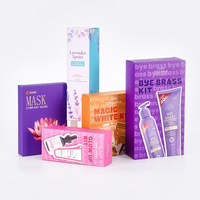 Boîtes d'emballage en papier personnalisées écologiques avec gaufrage et laminage pour cosmétiques, cils, lèvres, soins de la peau, crème pour le visage, boîte en carton de couleur
