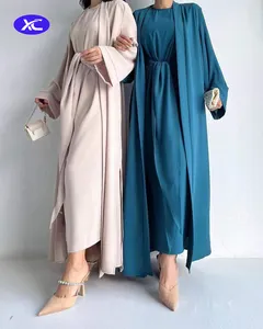 Islamic Traditional Clothing Abaya 2pcs Maxi Long Open Kaftan Jilbab Hidjab Robe Muslim Abaya Dress Women Turkey Arab