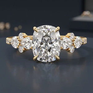 IGI Certified <b>Cushion</b> Cut Lab Grown Diamond Cluster Engagement <b>Ring</b> 10K 14K 18K Gold 925 935 Silver <b>Wedding</b> Anniversary Party - Product Image 1