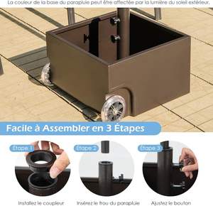 Cuadrada de Metal con 2 Ruedas Universales para Sombrillas con Soporte de Paradol Jardinero Rellenable en - Product Image 4