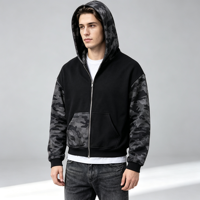 Blouson court zippé tendance pour homme, style streetwear transfrontalier, camouflage patchwork, coupe ample, en polyester/coton/métallisé