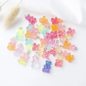 New Jewelry Finding Cartoon Style Resin Bear Animal Colorful Gummy Bear Jewelry Making Accessories