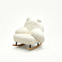 Fauteuil à bascule Tenghang avec oreilles d'ours, en velours avec base en bois massif, canapé de détente individuel pour salon, chambre et balcon