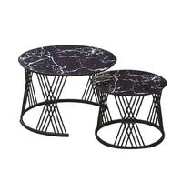 Table basse moderne minimaliste en marbre et métal, avec rangement rétractable, surface durable et facile à nettoyer, aucun assemblage requis - Salon