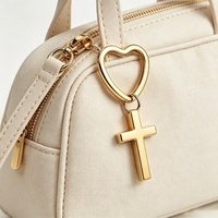 Edelstahl Herz-Schlüsselanhänger Kreuz-Schlüsselanhänger Personalisierter Religiöser Christlicher Gebets-Kreuzanhänger Schlüsselanhänger