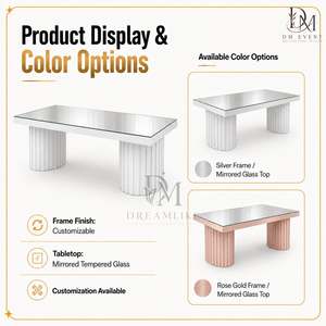 Mesa de Comedor Rectangular Moderna de Acero Inoxidable con Base de Pedestal Acanalado para Eventos y Banquetes, Suministro al por Mayor - Product Image 2