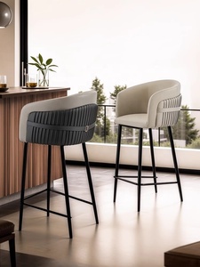 Taburete de Bar de Lujo <span class=keywords><strong>para</strong></span> el Hogar, Silla Alta de Desayuno en Cuero y Roble, Muebles de Comedor Italianos <span class=keywords><strong>para</strong></span> Cocina - Product Image 3